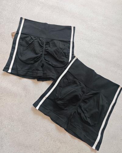 Short Seamless Push Up, Negro con Lineas Blancas - Miniatura 6