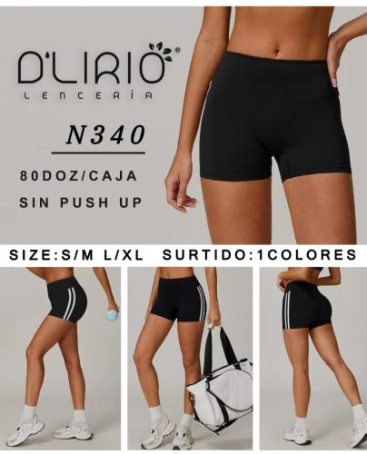 Short sin Frunce, Tela Suplex, Negro con Lineas Blancas - Miniatura 3
