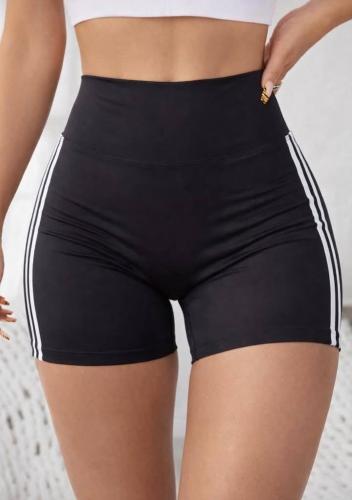 Short sin Frunce, Tela Suplex, Negro con Lineas Blancas - Miniatura 6