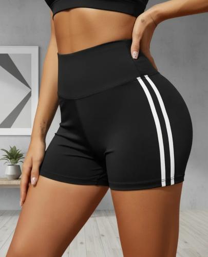 Short sin Frunce, Tela Suplex, Negro con Lineas Blancas - Miniatura 8