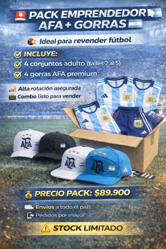  Pack Emprendedor Afa + Gorras    Ideal para Revender Fútbol