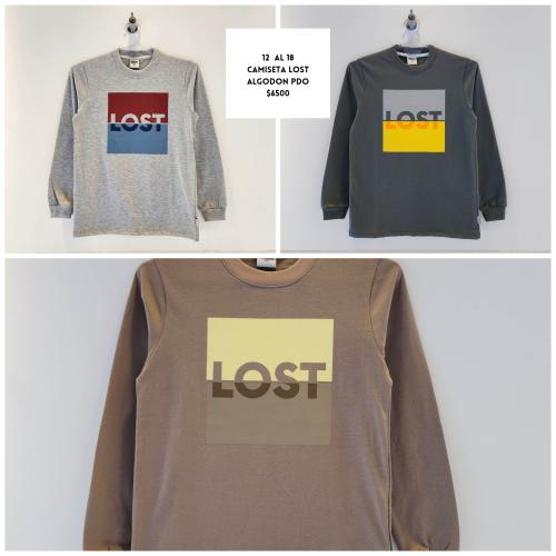 Camiseta Alg. Peinado con Cuello y Puño Estampa Lost - Miniatura 1