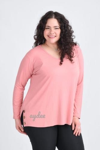 Remera Cuello V con Botones en los Costados! - Miniatura 3
