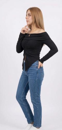 Remera Cuello Bote con Frunce y Manga Campana de Modal Viscosa - Miniatura 2