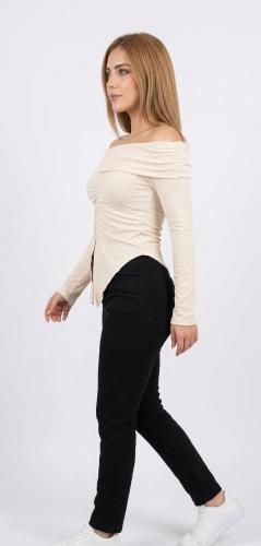 Remera Cuello Bote con Frunce y Manga Campana de Modal Viscosa - Miniatura 4