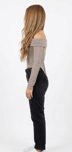 Remera Cuello Bote con Frunce y Manga Campana de Modal Viscosa - Miniatura 6
