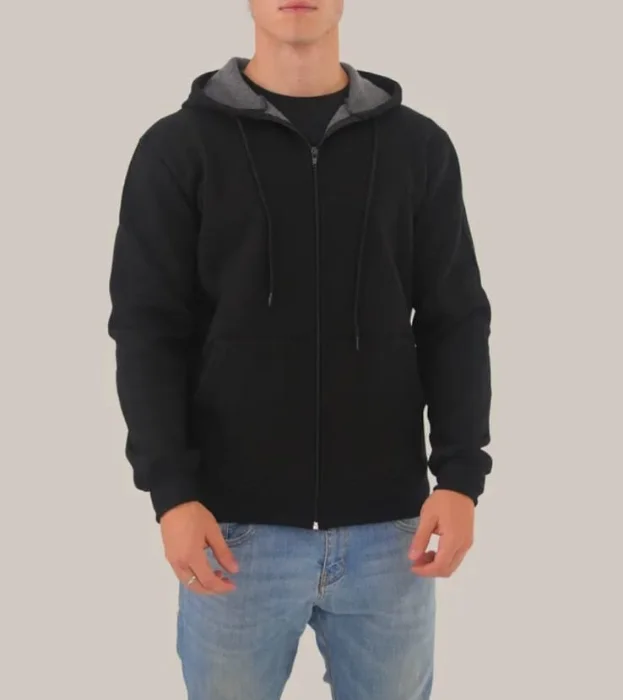Campera Negra Doble Friza Peinada