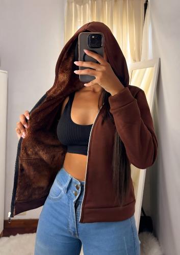 Campera Jersey con Piel ( L )
