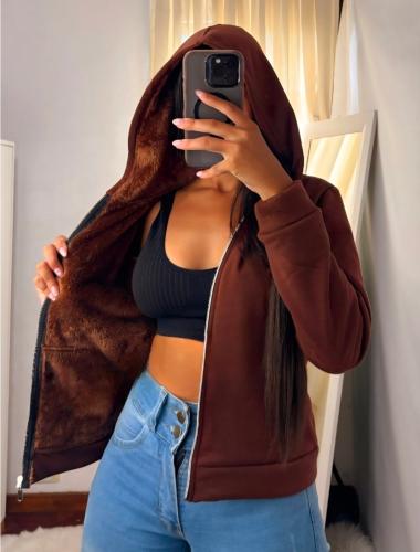 Campera Jersey con Piel ( L )