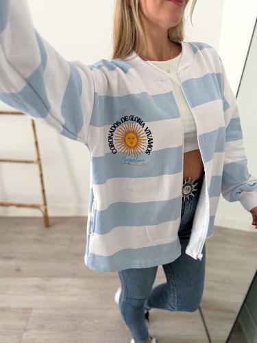 Campera Frisada  Rayada Argentina - Miniatura 2