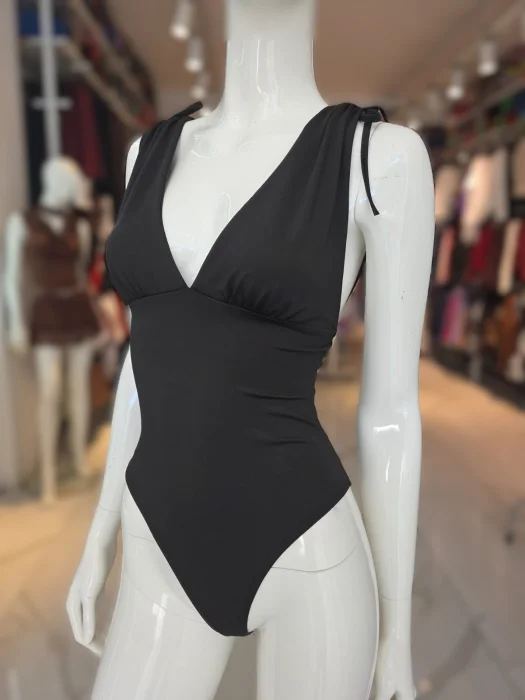 Body Escotado V con Frunce Lycra