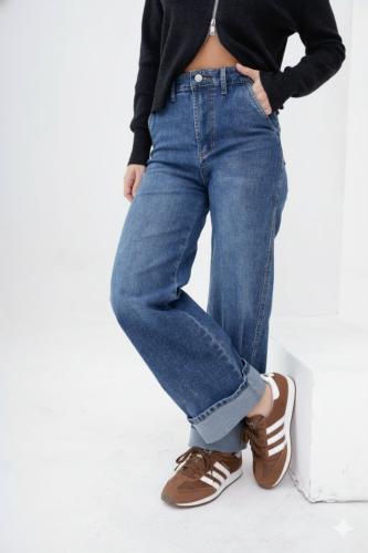 J001, Jean Wide Cuffed Semi Elastizado Imp