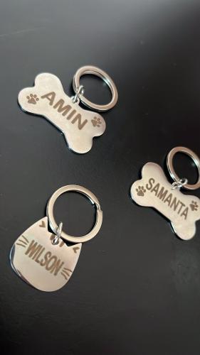 Chapita Identificatoria para Mascotas  Perro/gato Acero - Miniatura 2