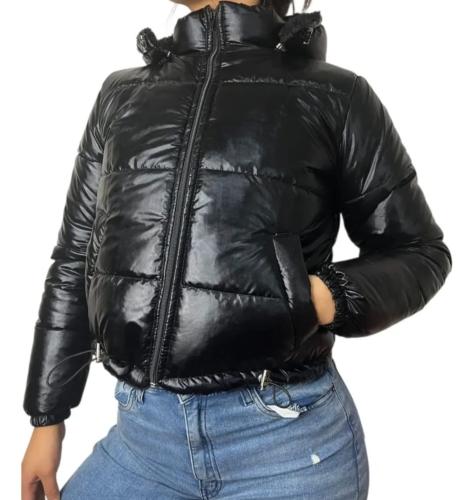 Puffer Metalizado C/ Piel