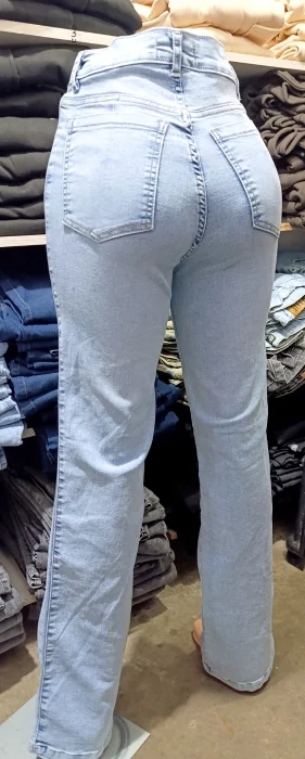 Pantalón Wid Leg  Elastizado Tiro Alto Celeste  Nevado