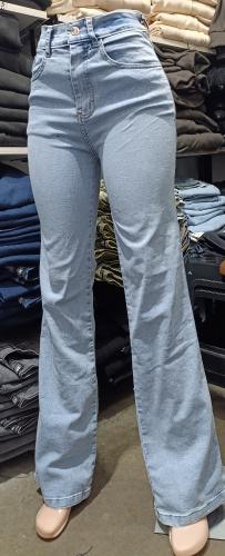 Pantalón Wid Leg  Elastizado Tiro Alto Celeste  Nevado - Miniatura 2