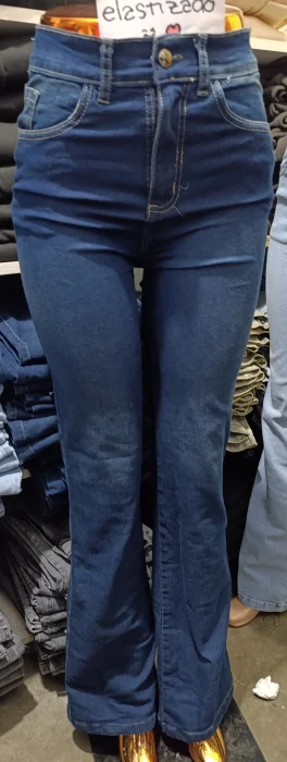 Pantalón Wide Leg Elastizado Tiro Alto Azul Oxido