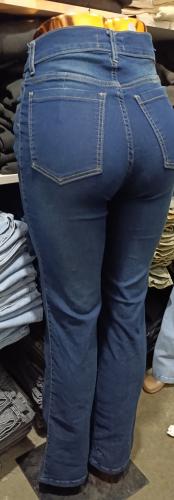 Pantalón Wide Leg Elastizado Tiro Alto Azul Oxido - Miniatura 2
