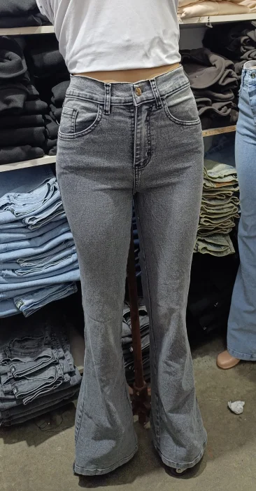 Pantalón Wid Leg Tiro Alto Gris Nevado