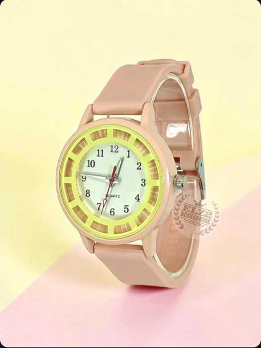 Relojes de Dama con Malla de Silicona con Detalles de Línea