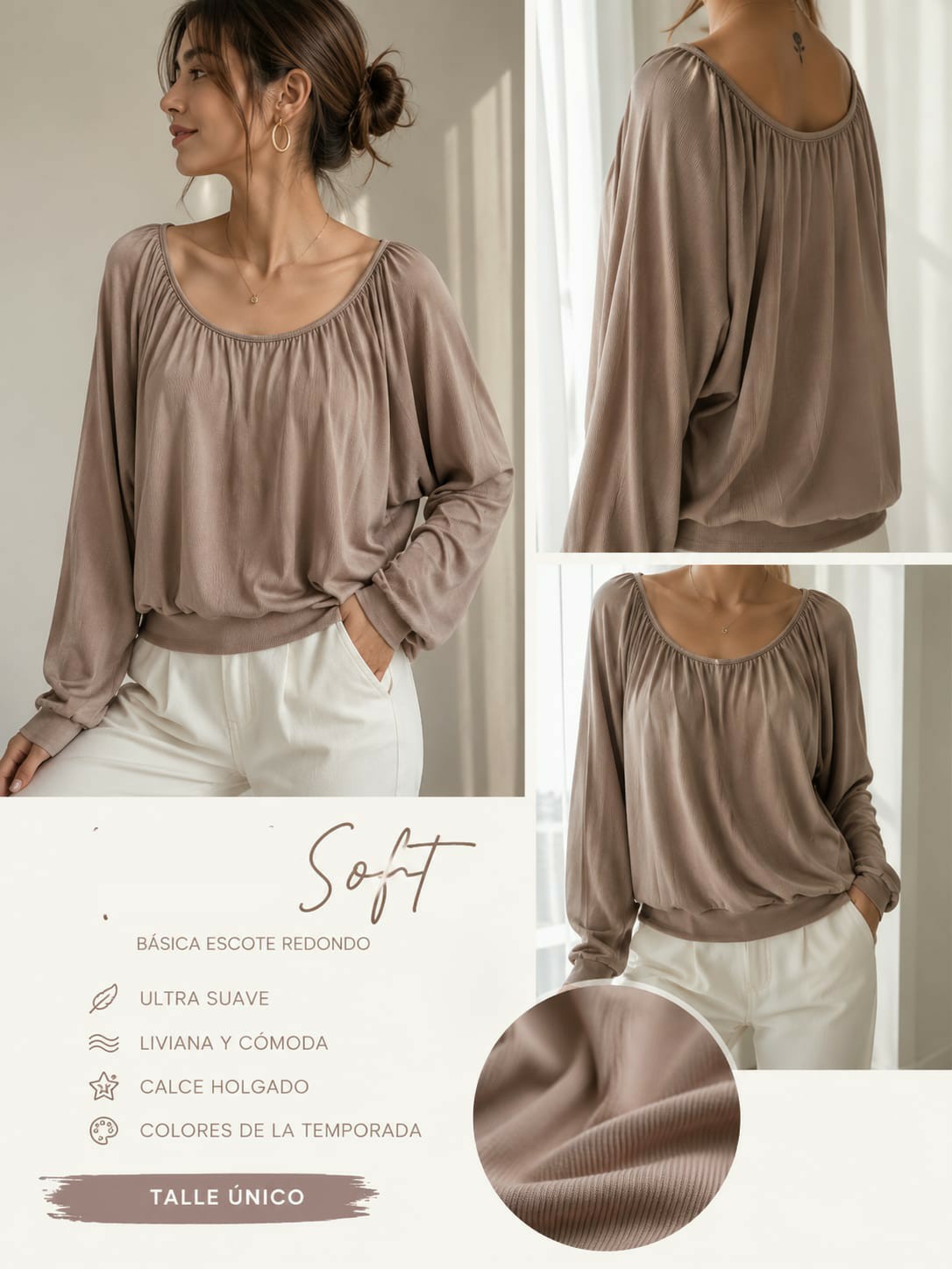 Cuello Fruncido Morley Rib - Imagen 2