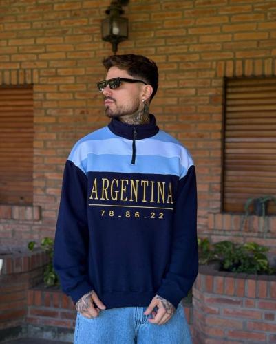 Buzo Argentina con Cierre Algodón Peinado - Miniatura 2
