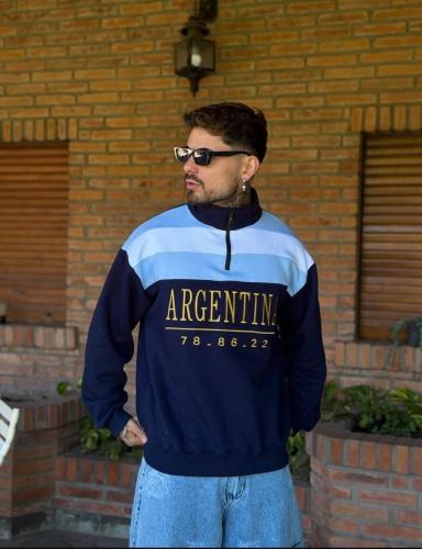Buzo Argentina con Cierre Algodón Peinado