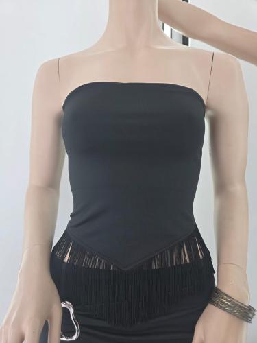 Top Strapless con Flecos