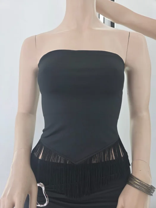 Top Strapless con Flecos