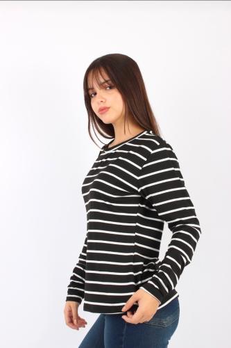 Remera Cuello Redondo Rayado Modal "kiara" - Miniatura 2