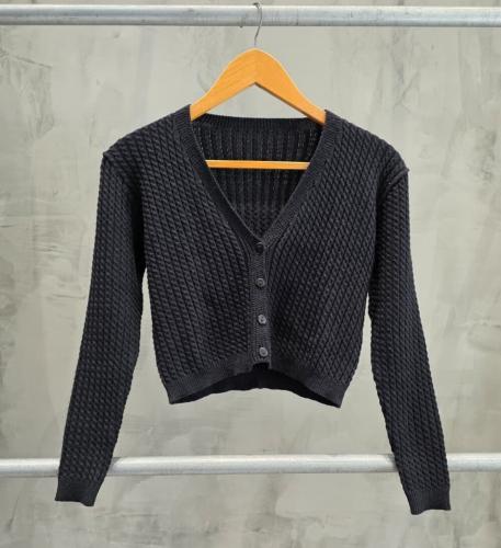 Saco Cardigan Hilo Crop Tejido Trenzado Premium Variedad Colore - Miniatura 3
