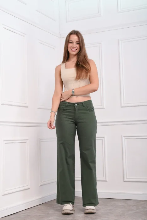 Wide Leg Verde Scasso Jeans