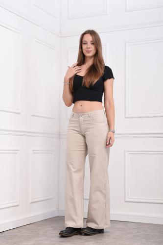 Wide Leg Beige Scasso Jeans