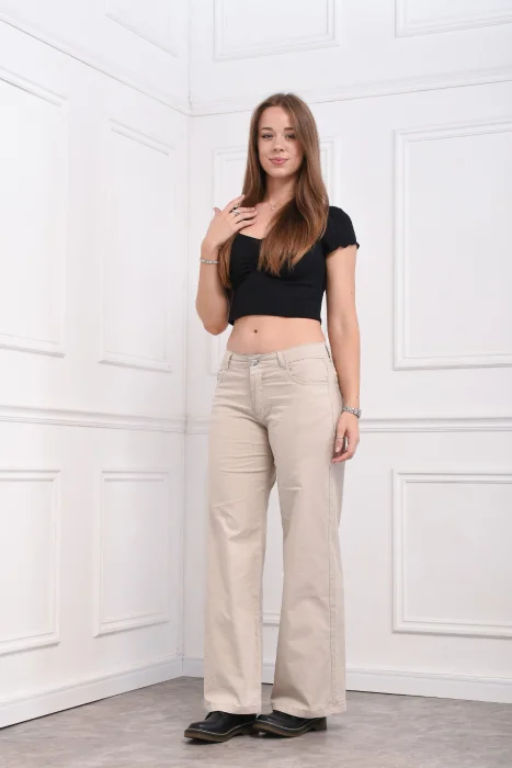 Wide Leg Beige Scasso Jeans