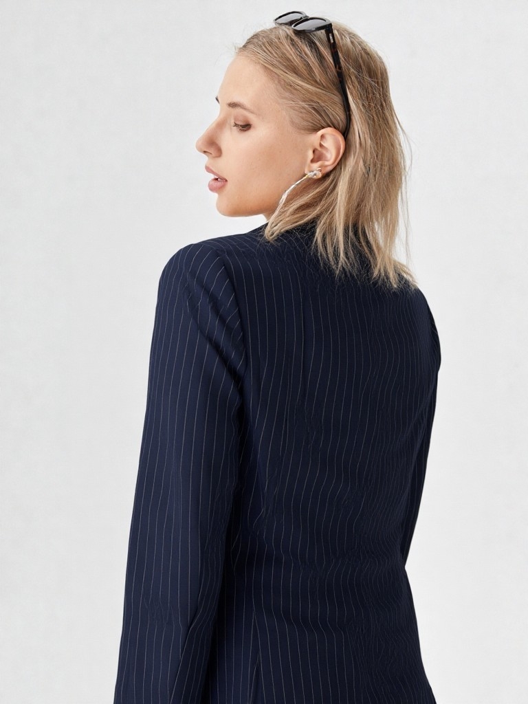 Saco Sastrero de Mujer Azul Marino Rayado - Imagen 2