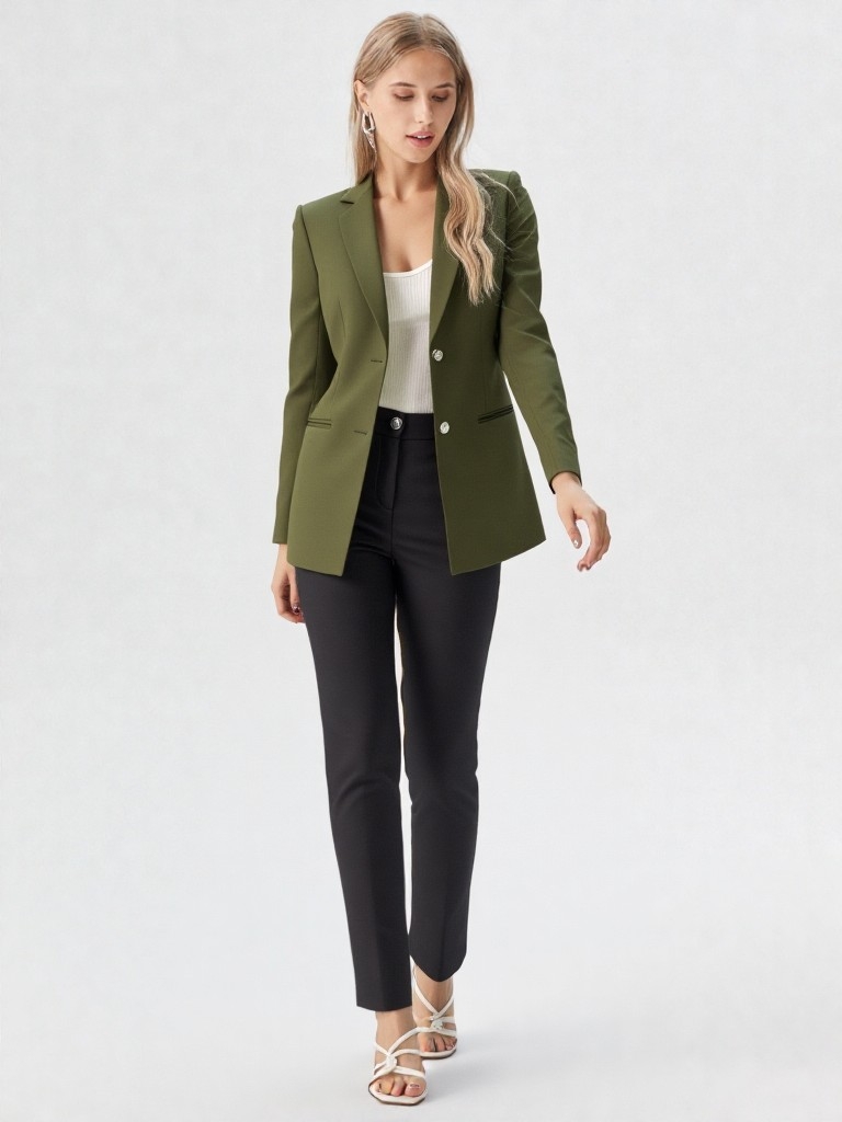 Saco de Mujer Sastrero Verde Militar - Imagen 3