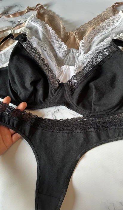 Conjunto Solo con Aro Algodon Laycra con Encaje