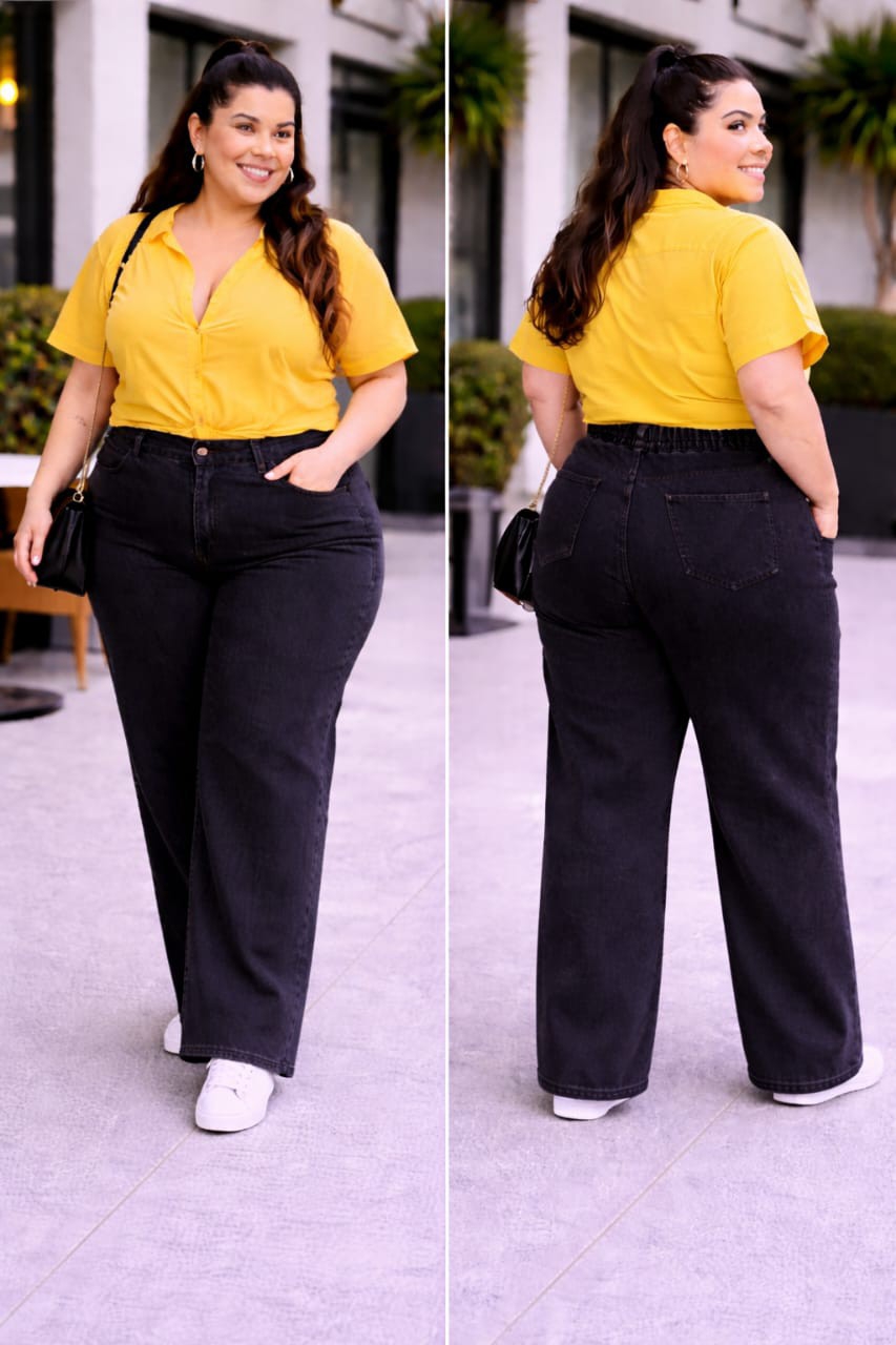 Jeans Oscuro Mate en Talle Especial Wide Led Baggy - Imagen 2