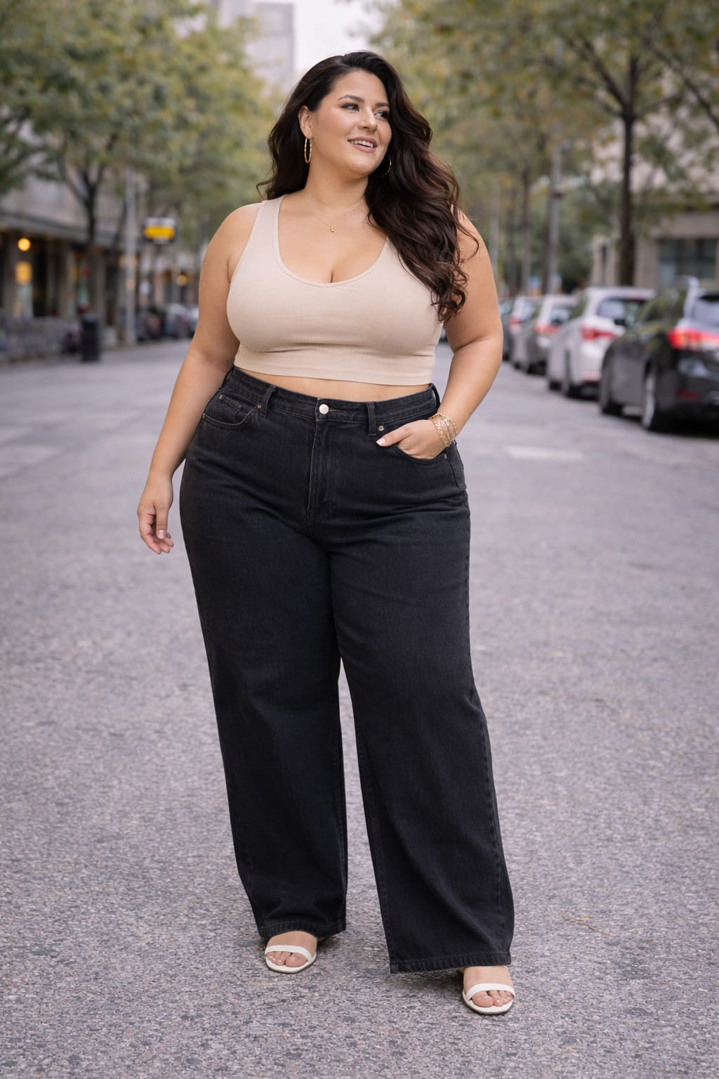 Jeans Oscuro Mate en Talle Especial Wide Led Baggy - Imagen 3