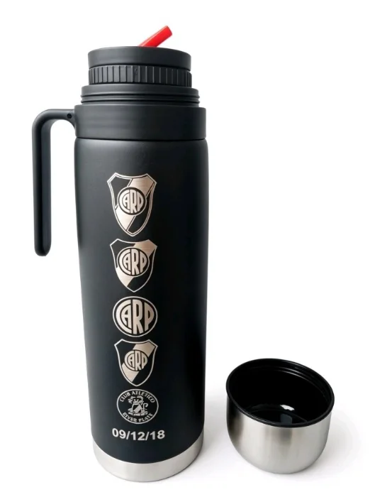 Termo Media Manija River Plate de Acero Inoxidable 1 Litro