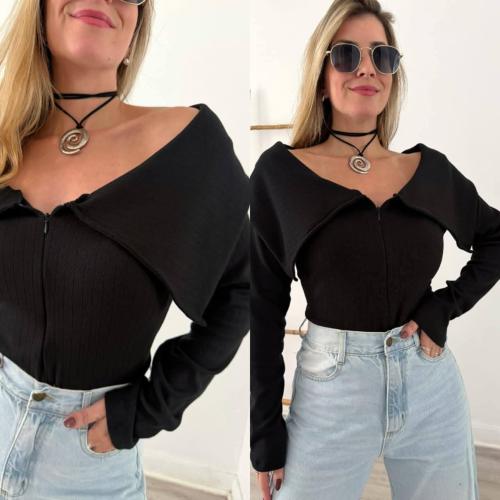 Body Cuello Bote con Cierre Morley Frisado - Miniatura 3