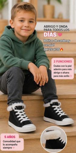 Bota Corderoy con Piel Versátil y Comodas