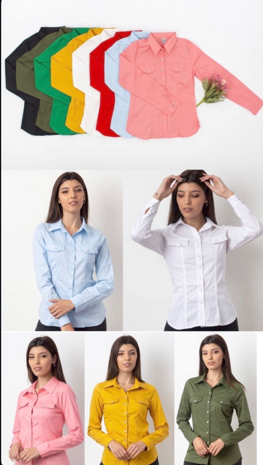 Camisa Poplin Manga Larga con Broche o Boton  Camisa de Mujer Elastizada - Imagen 2