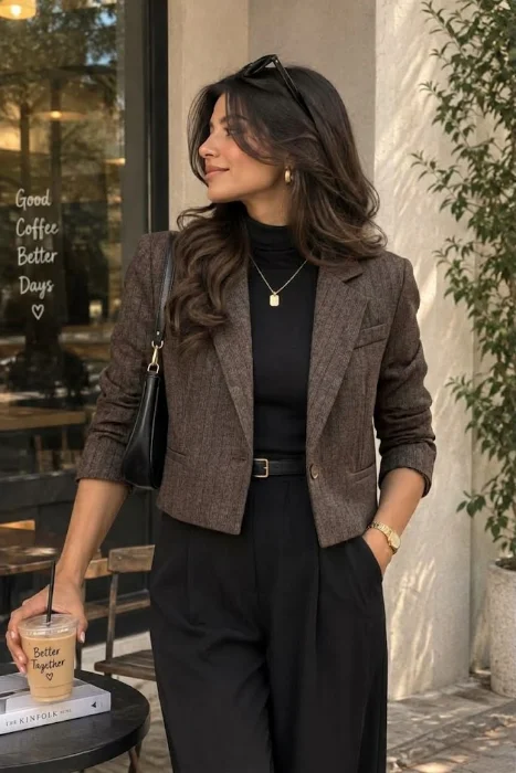 Blazer Crepe Sastrero Rayado Claire