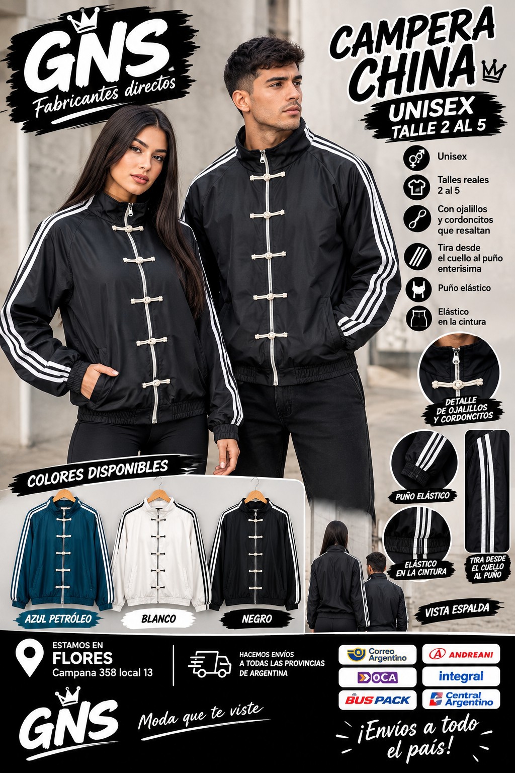Campera 3 Tiras Chino - Imagen 3
