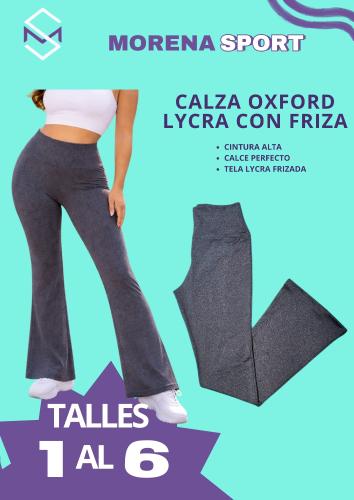 Calza Oxford Lycra Frizada Gris Topo