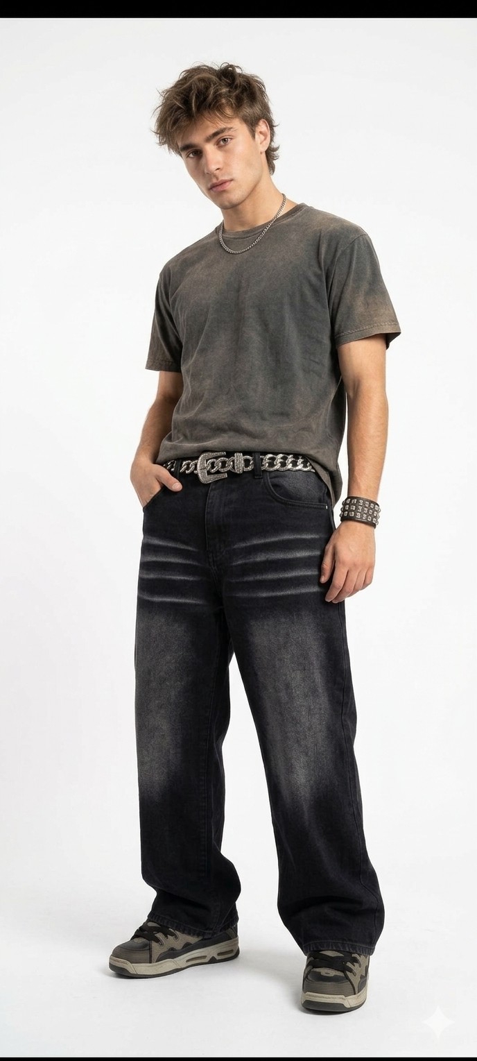 Jean Baggy Oxido Hombre Pantalon Ancho Y2k Moda 2000's Mayoristas Promos Hotsale - Imagen 4