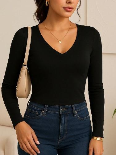 Remera Escote V Manga Larga