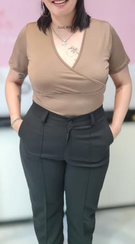 Body Cruzado Manga Corta de Lycra Microfibra Talles Reales Grandes - Miniatura 2