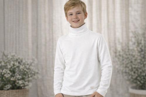 Polera Interlock Juvenil Blanca Naranjo T.(14-16) Art.4755/2